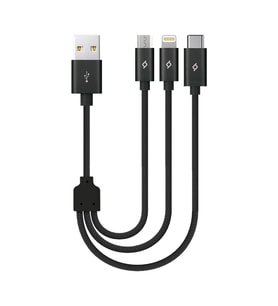 ttec Alumicable Mini Trio 30cm Şarj Kablosu Type-C , Lightning , Micro USB