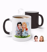 BK Gift Kişiye Özel Sevgililer Günü Temalı Evleniyoruz Karikatürlü Sihirli Kupa Bardak-3 (Beyaz)