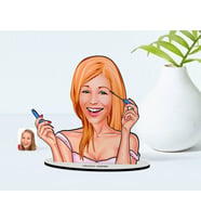 BK Gift Kişiye Özel Kadın Karikatürlü Ahşap Biblo Model-21 (Beyaz)
