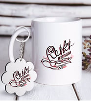 BK Gift Kişiye Özel Mesleki Reiki Uzmanı Beyaz Kupa ve Anahtarlık Hediye Seti-2 (Model 1)