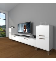 Decoraktiv Ekoflex On2 Slm Krom Ayaklı Tv Ünitesi Tv Sehpası (Beyaz)