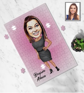 Kişiye Özel Patron Karikatürlü A4 99 Parça Puzzle Bayan-18