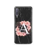 Mermer Çiçekli Harf Tasarım Süper Şeffaf Silikon Telefon Kılıfı Samsung A7 (2018