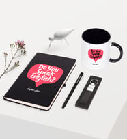 BK Gift Kişiye Özel İngilizce Öğretmeni Temalı Siyah Defter Kalem Anahtarlık Kupa Seti - 5