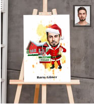 Kişiye Özel Yılbaşı Erkek Karikatürlü Ahşap Tablo 30x47 Model-11