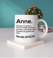 Anneler Günü Hediyesi İsme Özel Anne Kupa Bardak ve Taş Bardak Altlığı Seti
