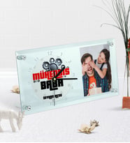 BK Gift Kişiye Özel Fotoğraflı Mühendis Baba Masaüstü Cam Saat (Beyaz)