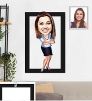 Kişiye Özel İş Kadını Karikatürlü 3D Ahşap Tablo 30x47 Bayan-5