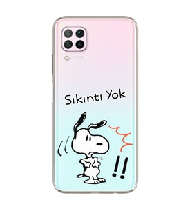 Snoopy Tasarımlı Süper Şeffaf Silikon Telefon Kılıfı Huawei P40 Lite