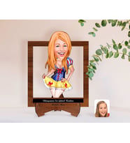 BK Gift Kişiye Özel Kadınlar Günü Dünyanın En Güzel Kadını Karikatürlü Ahşap Standlı 3D Biblo-18 (Beyaz)