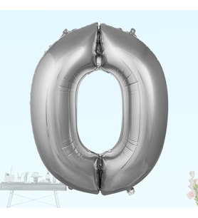 0 Yaş Rakam Folyo Balon, 100 cm - Gümüş (STD)