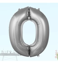 0 Yaş Rakam Folyo Balon, 100 cm - Gümüş (STD)