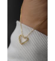 925 Ayar Gümüş Gold Kaplama Montür Kalp Kolye