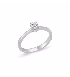 0.24ct Pırlanta Tektaş Yüzük - 18k (Beyaz)