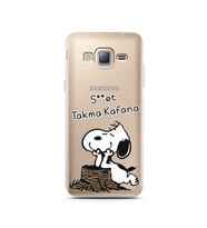 Snoopy Tasarımlı Süper Şeffaf Silikon Telefon Kılıfı Samsung J3 (2016)