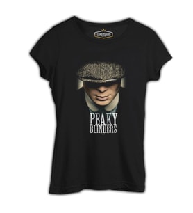 Peaky Blinders - Button Siyah Kadın Tshirt