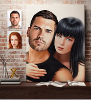 BK Gift Kişiye Özel Sevgililer Karikatürlü Kanvas Tablo 50x70cm-37
