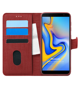 Microsonic Samsung Galaxy J6 Plus Kılıf Fabric Book Wallet Kırmızı