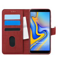 Microsonic Samsung Galaxy J6 Plus Kılıf Fabric Book Wallet Kırmızı