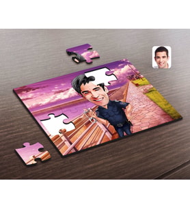 BK Gift Kişiye Özel Erkek Polis Karikatürlü Ahşap Puzzle-2