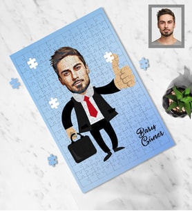 Kişiye Özel İş Adamı Tasarımlı Karikatür A4 99 Parça Puzzle Bay-2