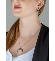 Gümüş Zirkon Taşlı Ay Hilal Tasarım Fantezi Set
