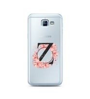 Pembe Çiçekli Harf Tasarım Süper Şeffaf Silikon Telefon Kılıfı Samsung A8 (2016)