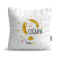 BK Gift Kişiye Özel Coğrafya Öğretmeni Dekoratif Yastık  3