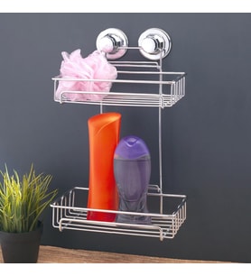Vakumlu Banyo Rafı Şampuanlık 2 Katlı (Krom)