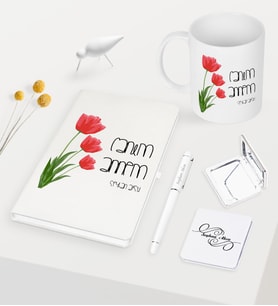 BK Gift Kişiye Özel Canım Annem Beyaz Defter Kalem Kupa Ayna Seti - 11 (Model 1)