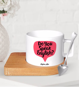BK Gift Kişiye Özel İngilizce Öğretmeni Ahşap Altlıklı Seramik Fincan-14 (Beyaz)