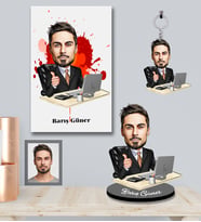 Kişiye Özel Patron Karikatürlü 3 lü Hediye Seti Bay-27
