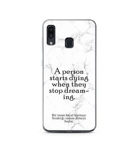 Samsung A30 Beyaz Mermer Söz Tasarımlı Telefon Kılıfı