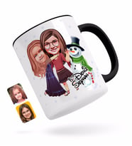 BK Gift Kişiye Özel Yeni Yıl Kız Kardeşler Karikatürlü Siyah Kupa Bardak-3