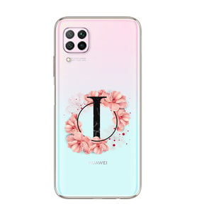 Pembe Çiçekli Harf Tasarım Süper Şeffaf Silikon Telefon Kılıfı Huawei P40 Lite I