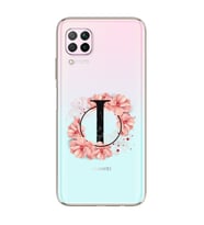Pembe Çiçekli Harf Tasarım Süper Şeffaf Silikon Telefon Kılıfı Huawei P40 Lite I