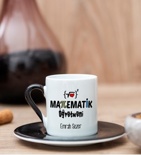 Matematik Öğretmeni Siyah Türk Kahvesi Fincanı
