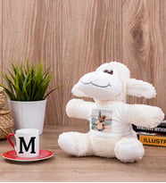 Baş Harfli Kırmızı Türk Kahvesi Fincanı ve Peluş Koyun