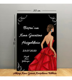 Kına Gecesi Karşılama  Panosu, Hoşgeldiniz Panosu 50 cmx70 cm