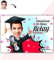 BK Gift Kişiye Özel Bay Mezun Karikatür Baskılı Yaş Pasta İçin Yenilebilir Şekerli Kağıt  1(Sadece Kağıt)