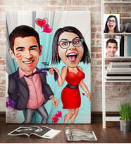 BK Gift Kişiye Özel Sevgililer Karikatür Kanvas Tablo 70x100cm 4