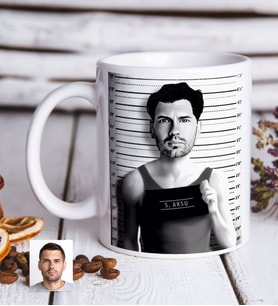 BK Gift Kişiye Özel Erkek Kriminal Karikatürlü Beyaz Kupa Bardak-1