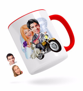 BK Gift Kişiye Özel Evleniyoruz Karikatürlü Kırmızı Kupa Bardak-8
