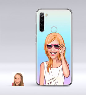 BK Gift Kişiye Özel Bayan Karikatürlü Xiaomi Redmi Note 8 İnce Şeffaf Silikon Telefon Kapağı-18 (Beyaz)