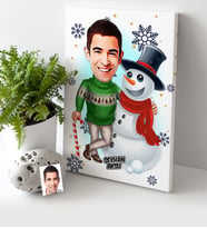 BK Gift Kişiye Özel Yılbaşı Temalı Bay Karikatürlü Kanvas Tablo (30x50cm.) - 5