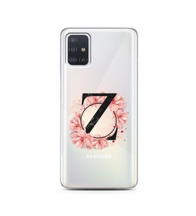 Pembe Çiçekli Harf Tasarım Süper Şeffaf Silikon Telefon Kılıfı Samsung A51 Z-Har