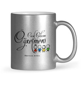 BK Gift Kişiye Özel Çocuk Gelişimi Öğretmeni Gümüş Yaldızlı Kupa Bardak  2