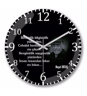 Neşet Ertaş Söz 0  Duvar Saati Bombeli Gercek Cam