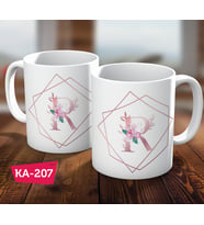 R Harf Pink Rose Baskılı Hediyelik Kahve Kupa Bardak