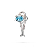 Monemel Swarovski Taşlı Kedi Yaka İğnesi, Kolye (Altın Kaplama)